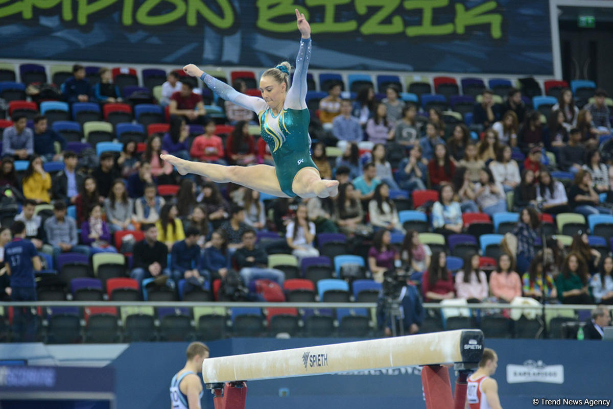 Bakıda idman gimnastikası üzrə Dünya Kubokunda final yarışlarının ikinci günü başladı (FOTO)