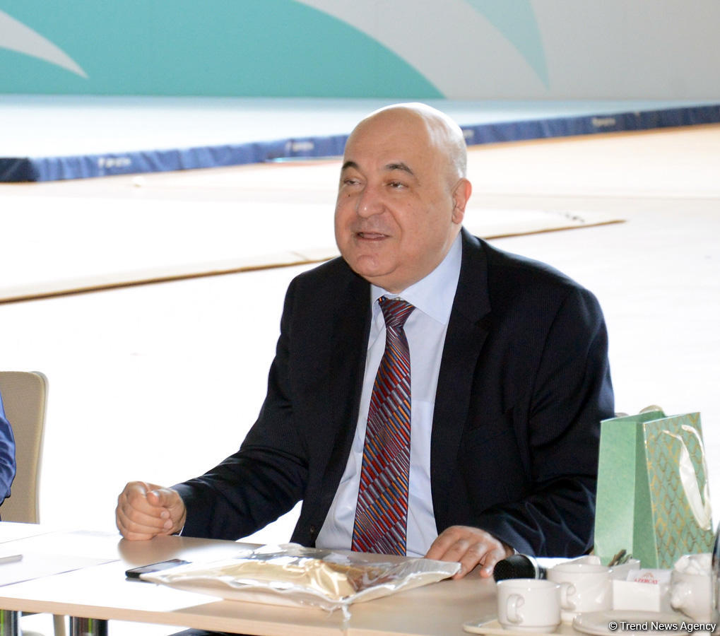 Azərbaycanlı gimnastlar yazıçı Çingiz Abdullayevlə görüşüb (FOTO)