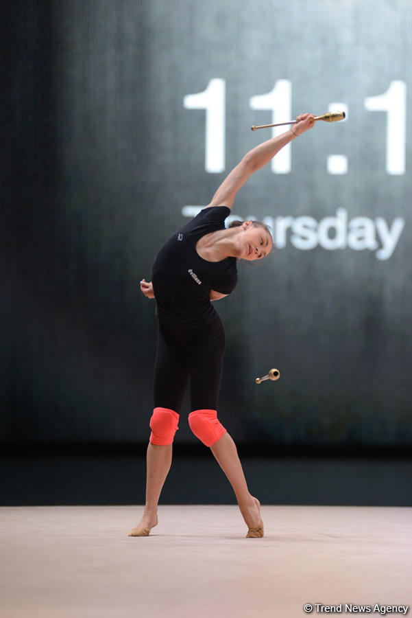 Bakıda bədii gimnastika üzrə Dünya Kuboku iştirakçılarının podium məşqləri başlayıb (FOTO)
