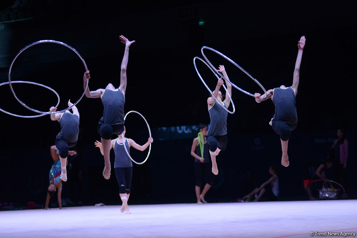 Bakıda bədii gimnastika üzrə Dünya Kuboku iştirakçılarının podium məşqləri başlayıb (FOTO)