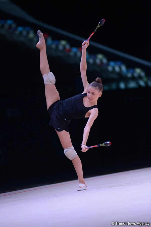 Bakıda bədii gimnastika üzrə Dünya Kuboku iştirakçılarının podium məşqləri başlayıb (FOTO)