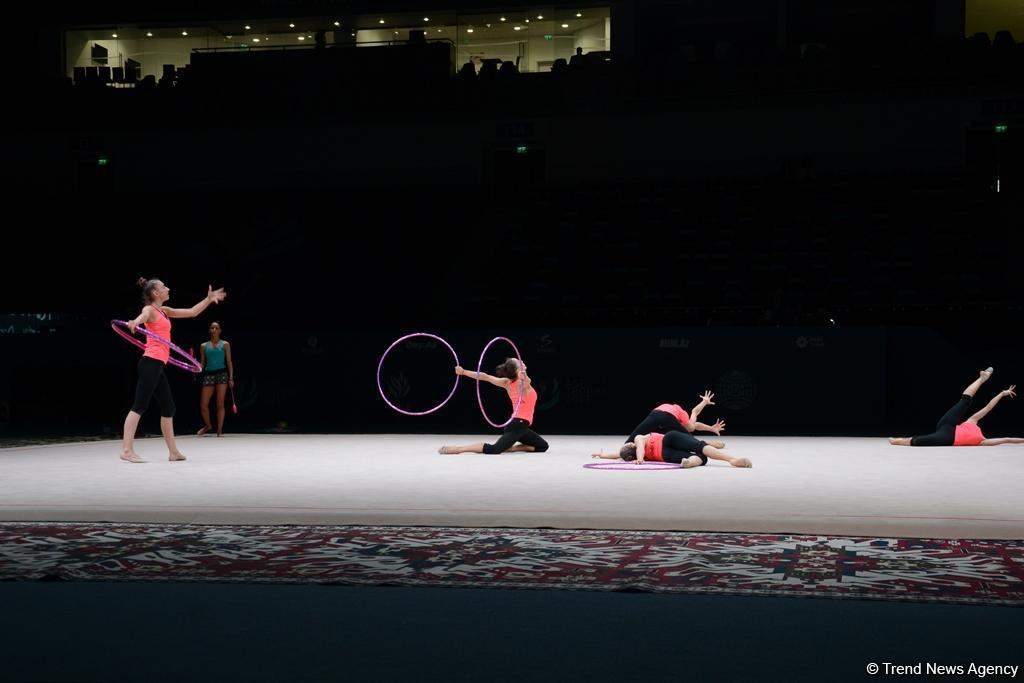 Bakıda bədii gimnastika üzrə Dünya Kuboku iştirakçılarının podium məşqləri başlayıb (FOTO)