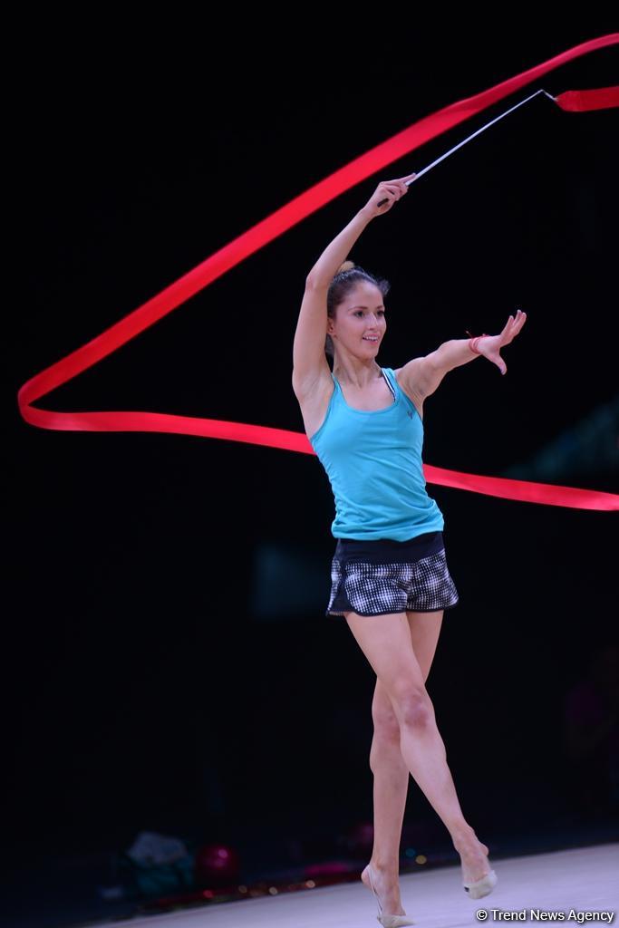 Bakıda bədii gimnastika üzrə Dünya Kuboku iştirakçılarının podium məşqləri başlayıb (FOTO)