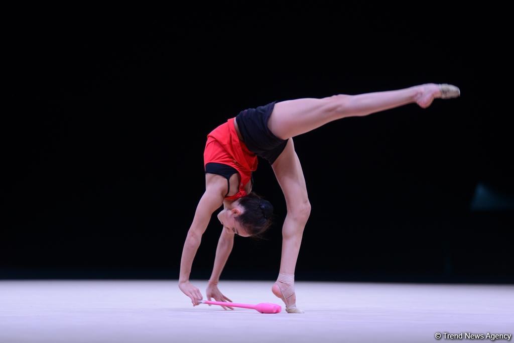 Bakıda bədii gimnastika üzrə Dünya Kuboku iştirakçılarının podium məşqləri başlayıb (FOTO)