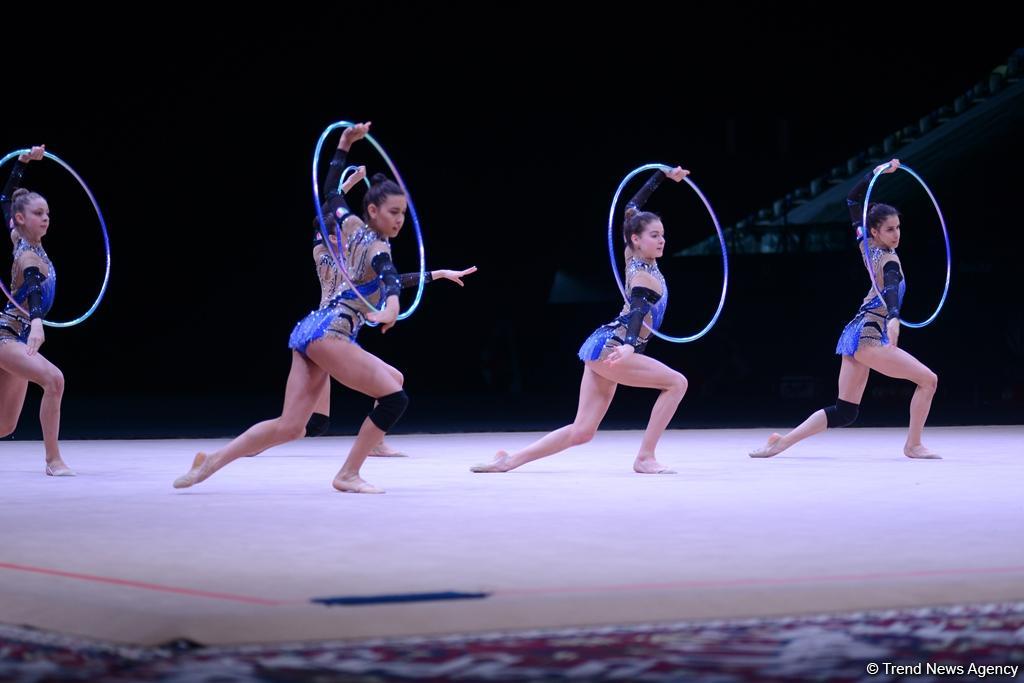 Bakıda bədii gimnastika üzrə Dünya Kuboku iştirakçılarının podium məşqləri başlayıb (FOTO)
