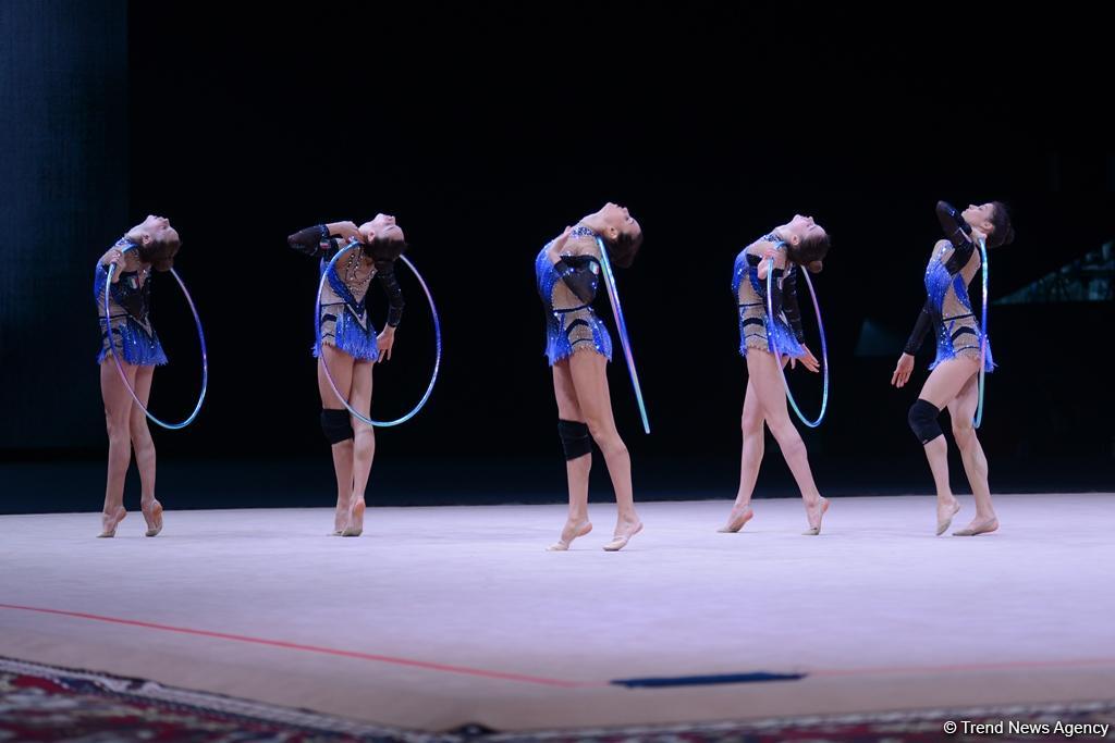 Bakıda bədii gimnastika üzrə Dünya Kuboku iştirakçılarının podium məşqləri başlayıb (FOTO)