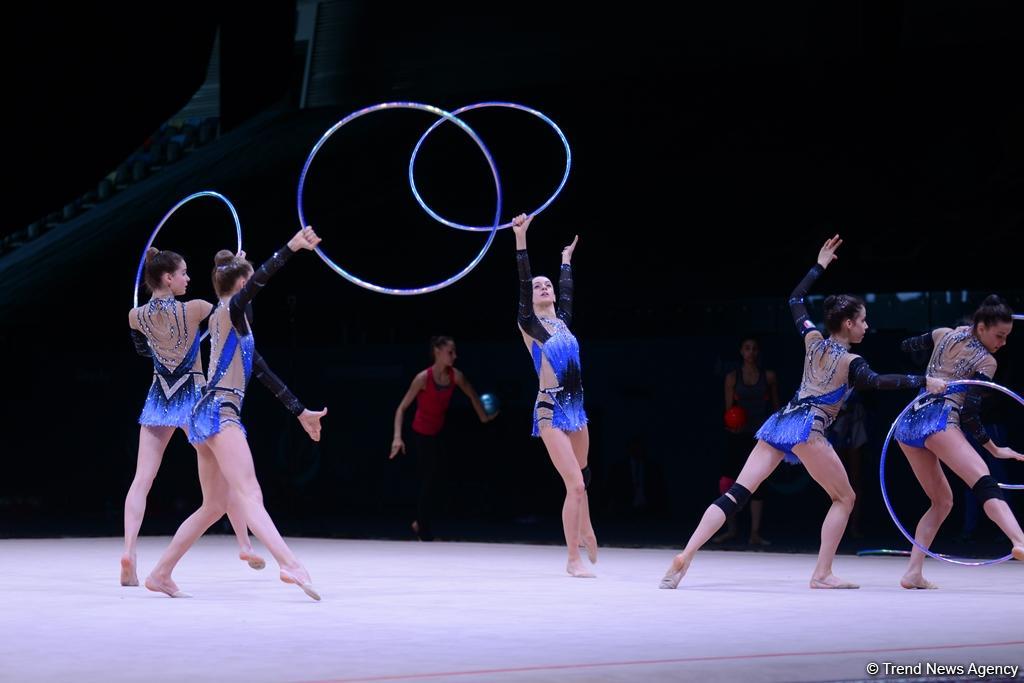 Bakıda bədii gimnastika üzrə Dünya Kuboku iştirakçılarının podium məşqləri başlayıb (FOTO)