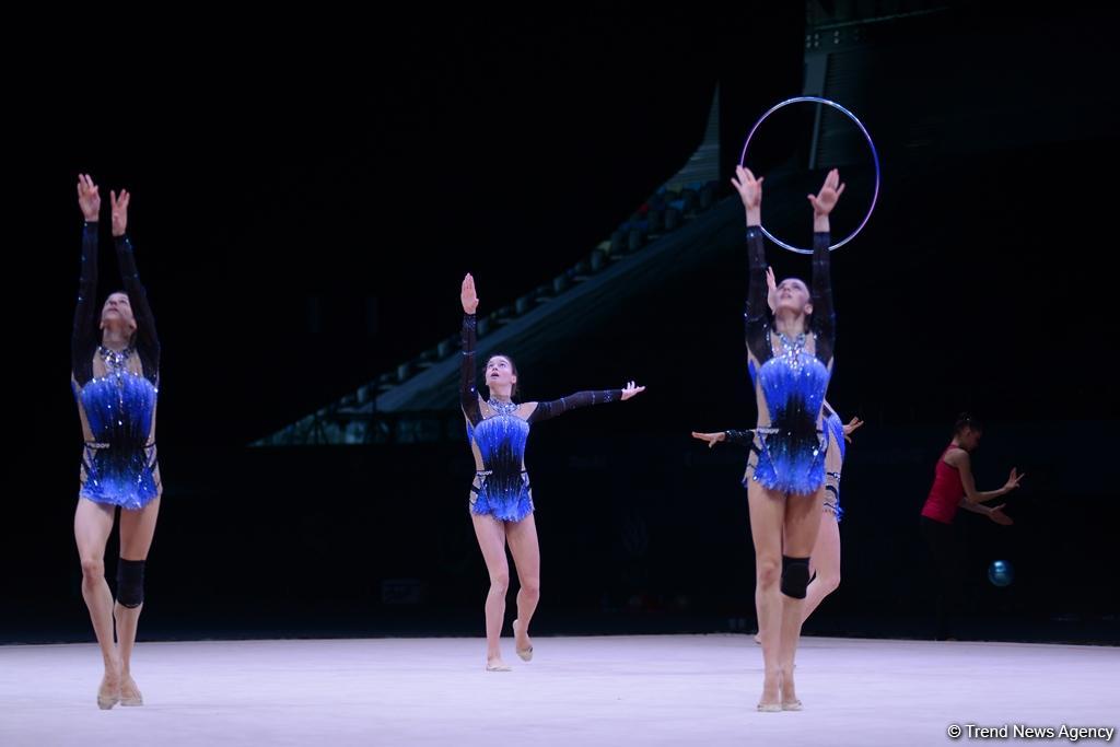 Bakıda bədii gimnastika üzrə Dünya Kuboku iştirakçılarının podium məşqləri başlayıb (FOTO)