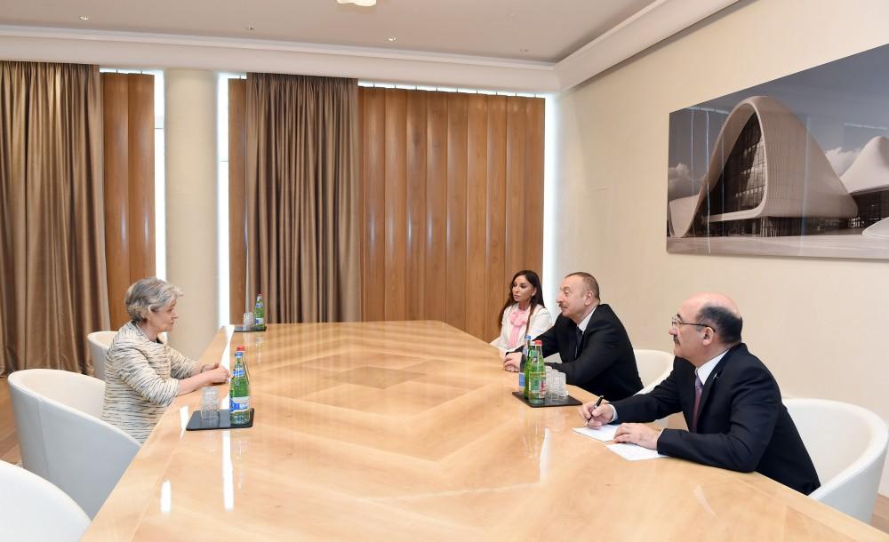 Prezident İlham Əliyev və xanımı UNESCO-nun baş direktoru İrina Bokova ilə görüşüblər (YENİLƏNİB)
