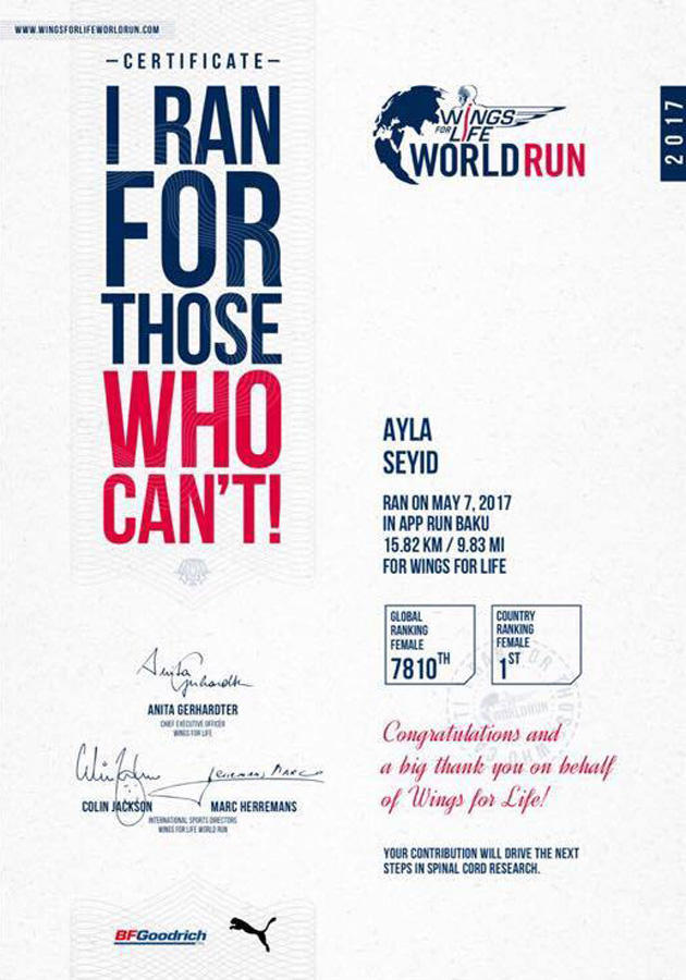 Bakıda "Wing for Life App Run" qaçışının qalibləri müəyyən olunub (FOTO)