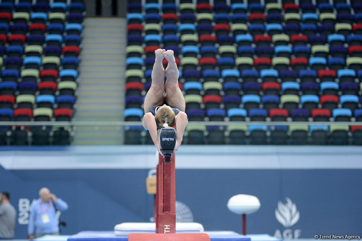 Bakı-2017: Milli Gimnastika Arenasında idman gimnastlarının podium məşqləri başlayıb (FOTO)