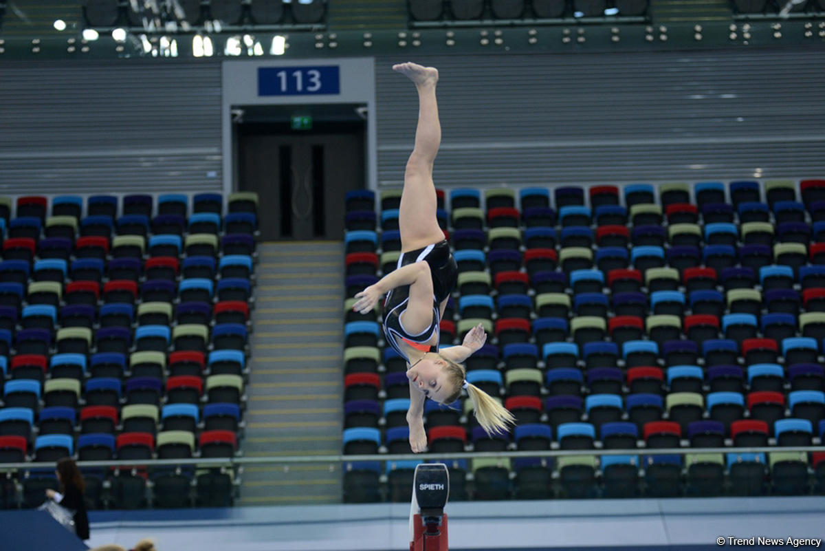 Bakı-2017: Milli Gimnastika Arenasında idman gimnastlarının podium məşqləri başlayıb (FOTO)