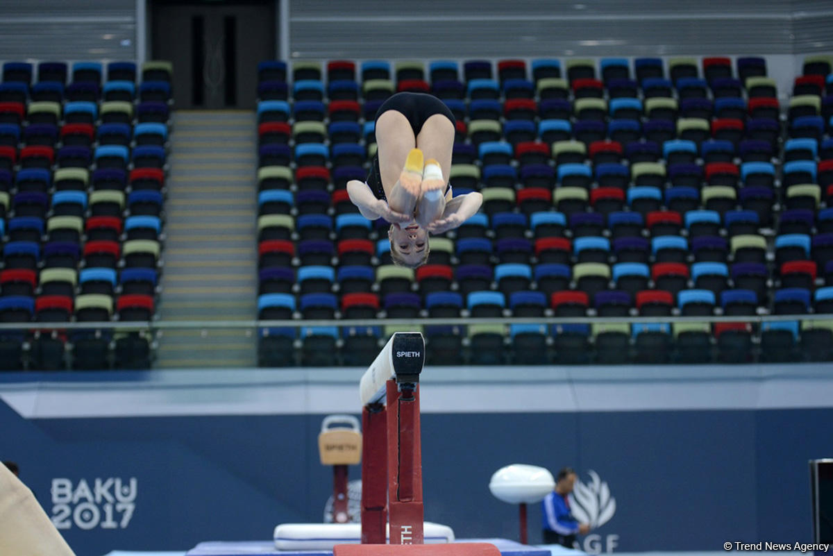 Bakı-2017: Milli Gimnastika Arenasında idman gimnastlarının podium məşqləri başlayıb (FOTO)