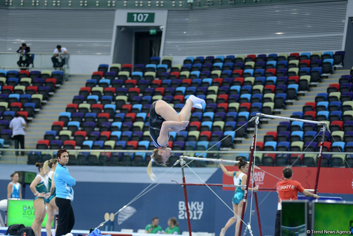 Bakı-2017: Milli Gimnastika Arenasında idman gimnastlarının podium məşqləri başlayıb (FOTO)