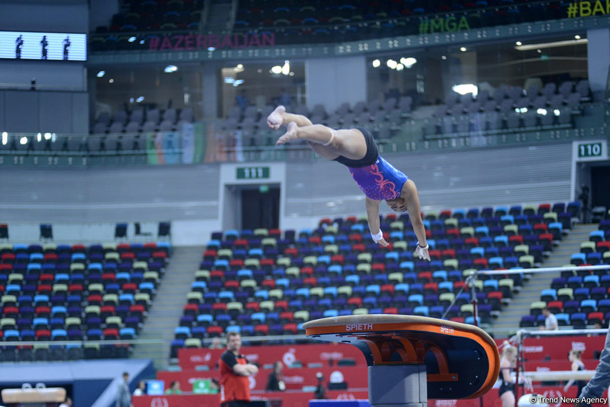 Bakı-2017: Milli Gimnastika Arenasında idman gimnastlarının podium məşqləri başlayıb (FOTO)