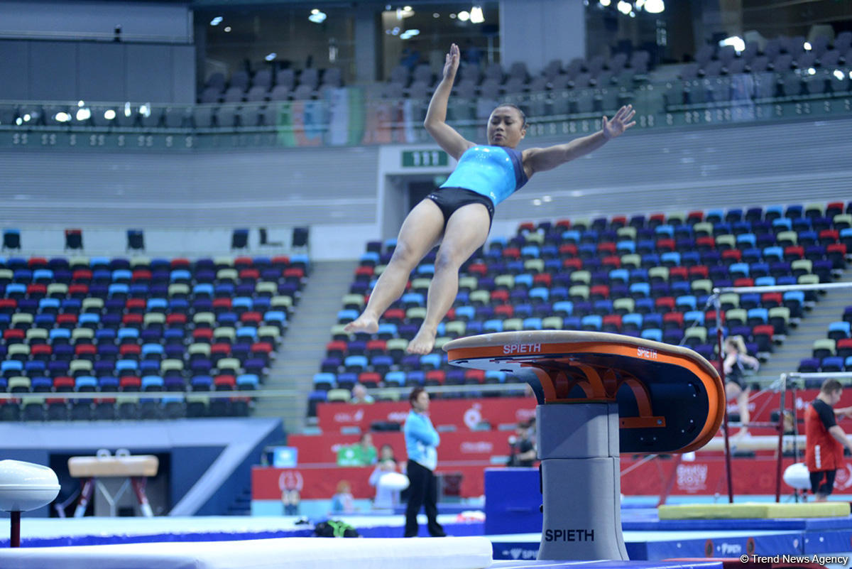 Bakı-2017: Milli Gimnastika Arenasında idman gimnastlarının podium məşqləri başlayıb (FOTO)