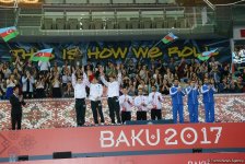 Bakı-2017: İdman gimnastikası yarışlarında qalib komandalar mükafatlandırılıb (FOTO)