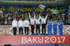 Bakı-2017: İdman gimnastikası yarışlarında qalib komandalar mükafatlandırılıb (FOTO)