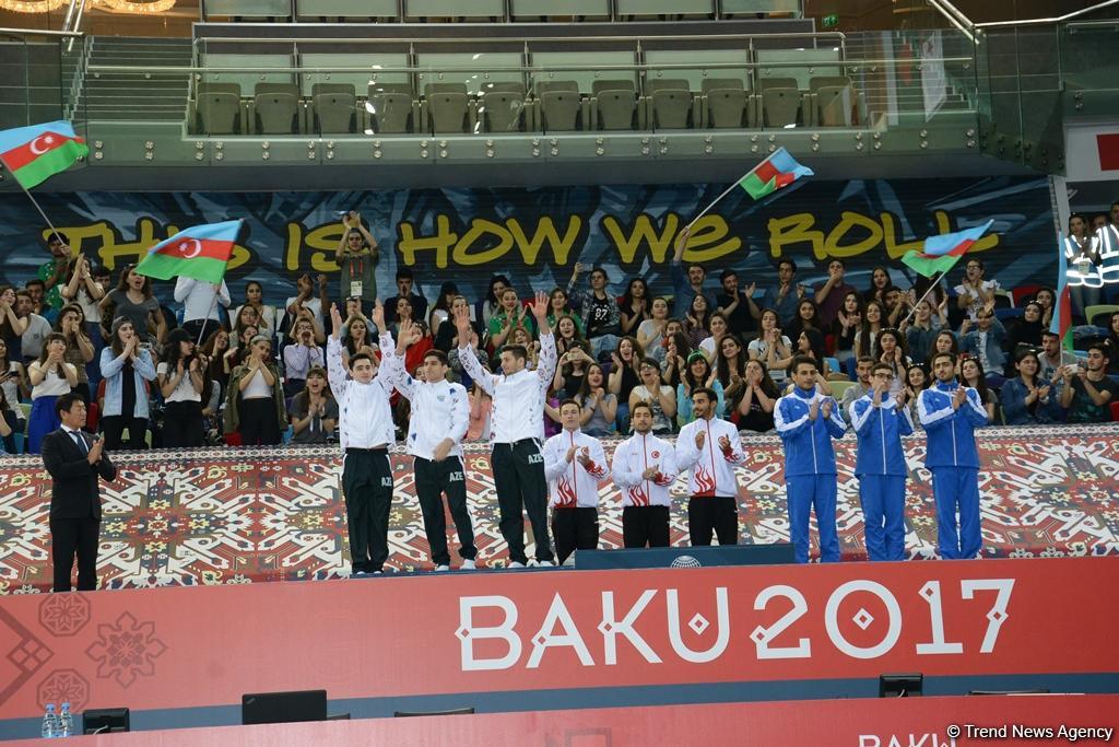 Bakı-2017: İdman gimnastikası yarışlarında qalib komandalar mükafatlandırılıb (FOTO)