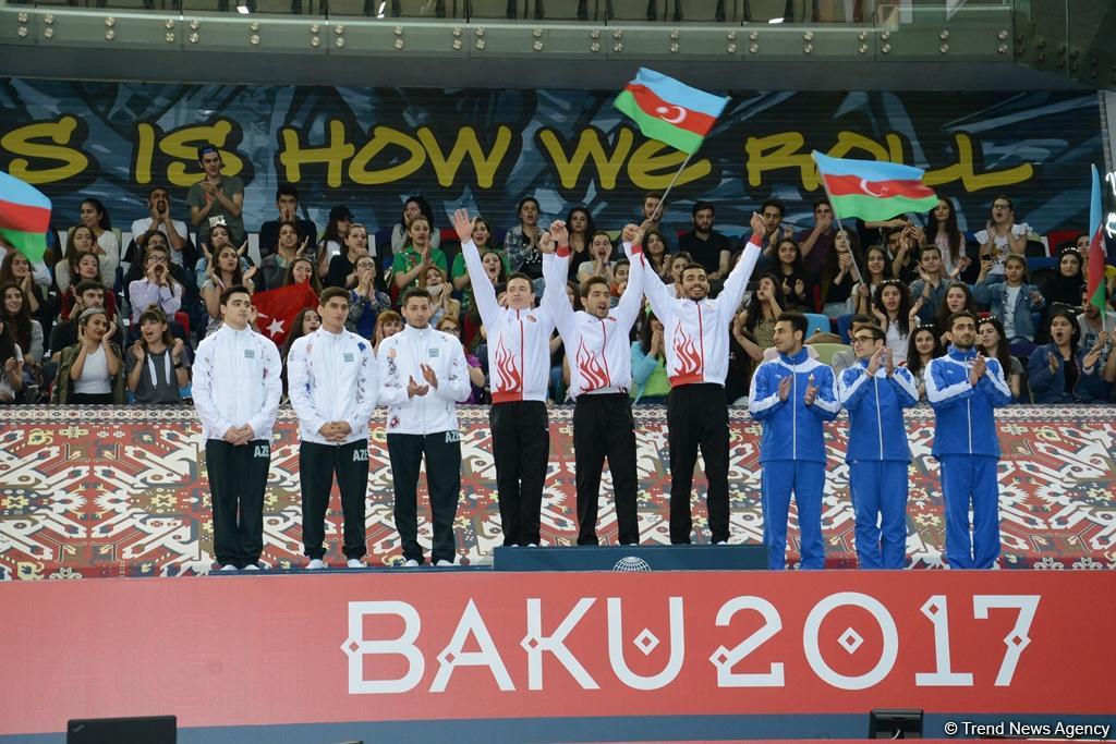 Bakı-2017: İdman gimnastikası yarışlarında qalib komandalar mükafatlandırılıb (FOTO)