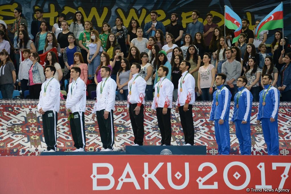 Bakı-2017: İdman gimnastikası yarışlarında qalib komandalar mükafatlandırılıb (FOTO)