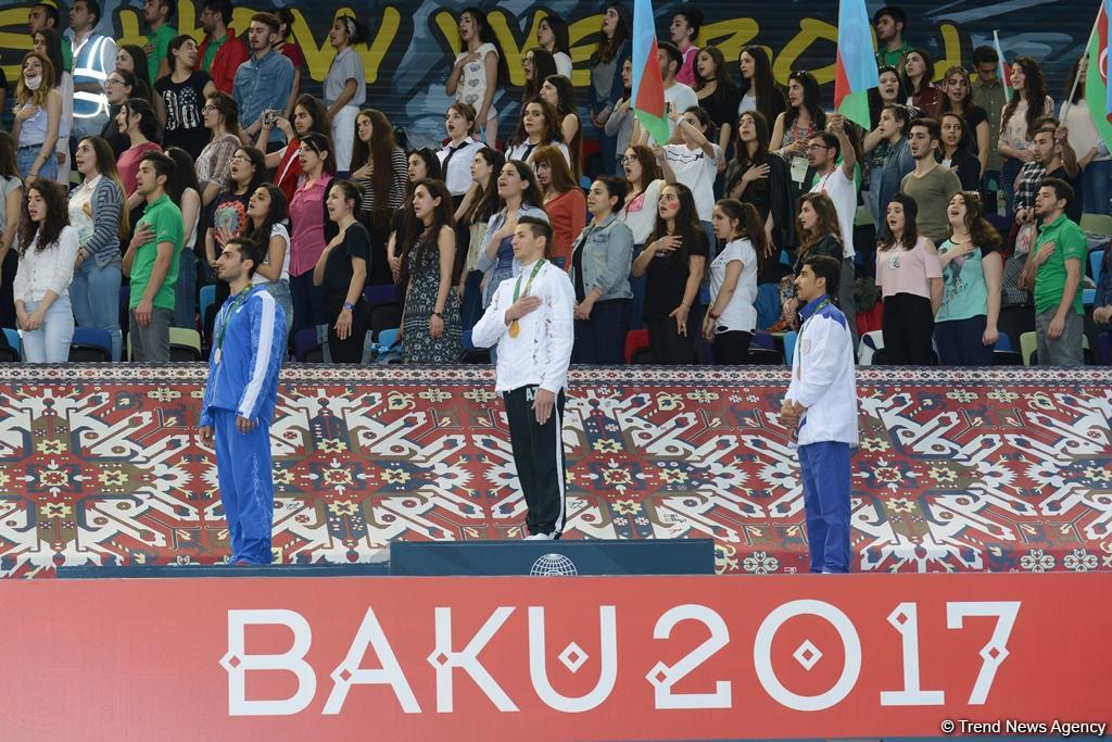Bakı-2017: İdman gimnastikası üzrə fərdi yarışların qalibləri mükafatlandırılıb (FOTO)