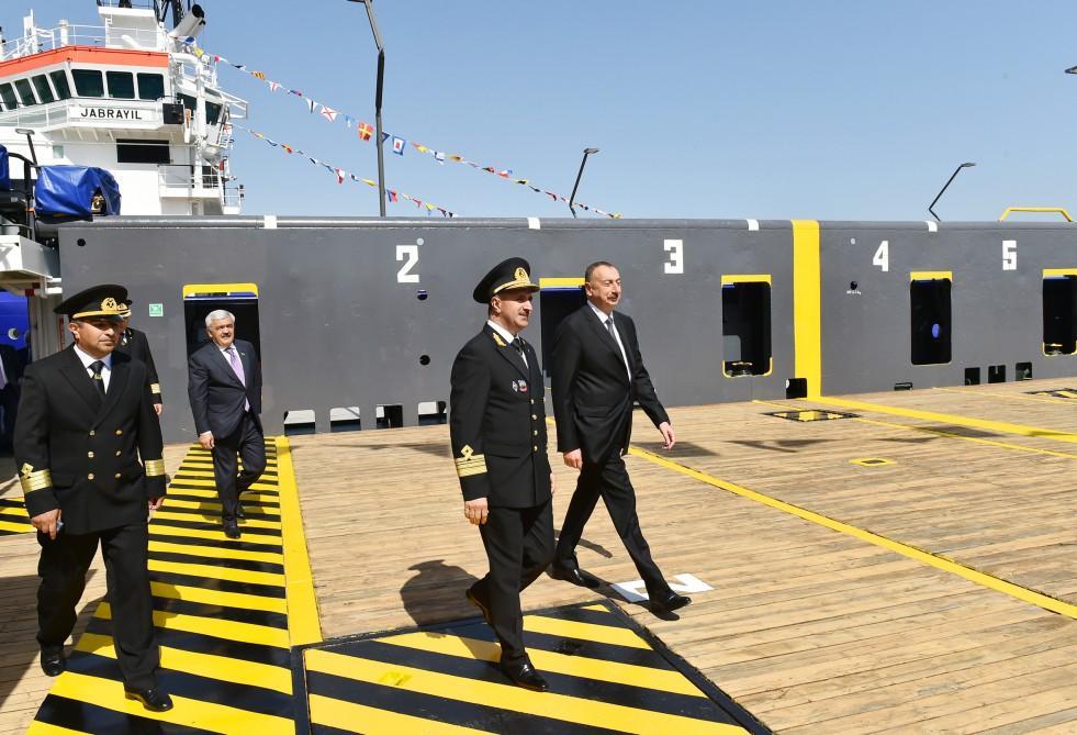 Prezident İlham Əliyev "Cəbrayıl" və "Qubadlı" gəmilərinin istismara verilməsi mərasimində iştirak edib (FOTO) (YENİLƏNİB)