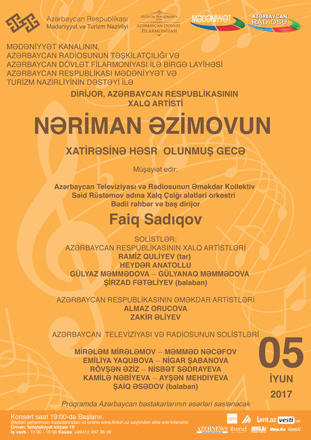Nəriman Əzimovun xatirəsinə həsr olunmuş gecə keçiriləcək (FOTO, VİDEO)