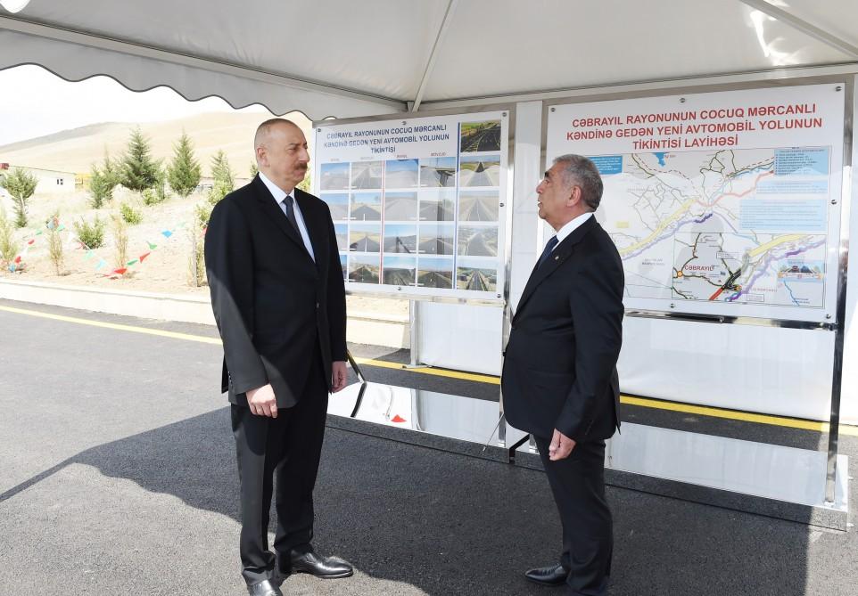 Prezident İlham Əliyev Cocuq Mərcanlı kənd yolunun açılışında iştirak edib (FOTO)