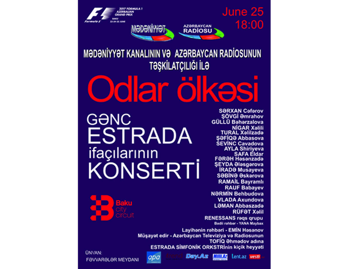 Formula 1 yarışlarına dəstək məqsədi ilə "Odlar ölk­əsi" konserti keçiriləcək ­