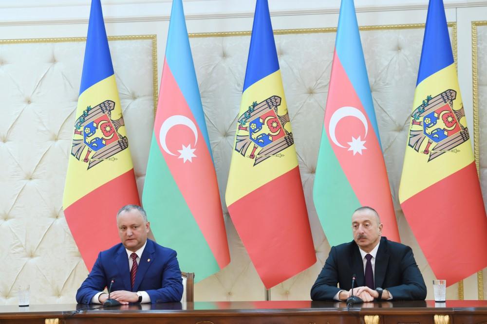 Azərbaycan və Moldova prezidentləri mətbuata bəyanatlarla çıxış ediblər (FOTO) (YENİLƏNİB)
