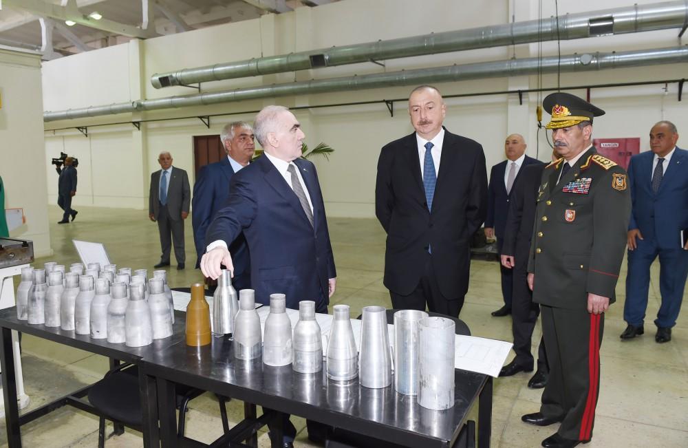 Prezident İlham Əliyev tank əleyhinə əl qumbaraatanı üçün atəş yığımları istehsalı zavodunun açılışında iştirak edib (FOTO)