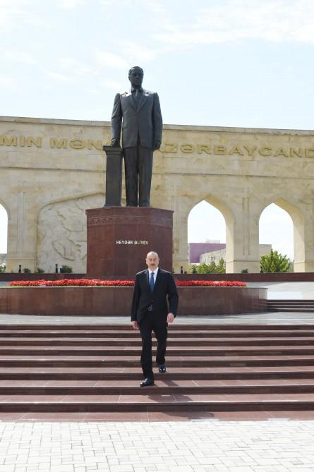Prezident İlham Əliyev Şirvan şəhərinə səfərə gəlib (FOTO)