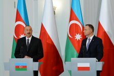 Azərbaycan və Polşa Prezidentləri mətbuata bəyanatlarla çıxış ediblər (YENİLƏNİB) (FOTO)