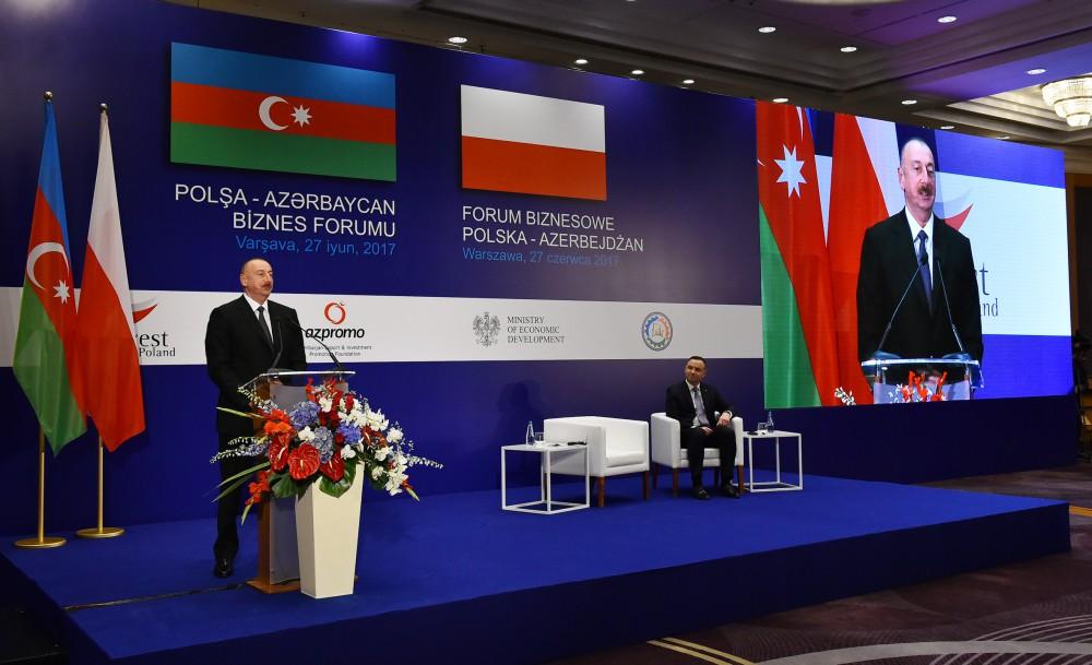 Azərbaycan Prezidenti İlham Əliyev Varşavada Azərbaycan-Polşa biznes forumun açılış mərasimində iştirak edib (FOTO) (YENİLƏNİB)