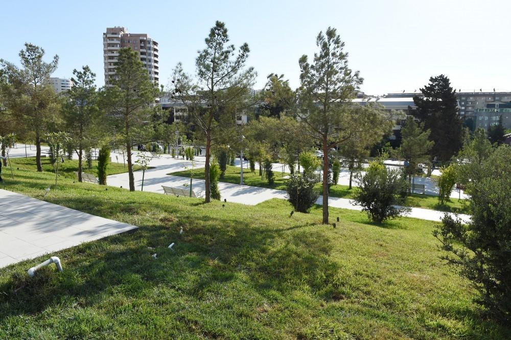 Prezident İlham Əliyev Yasamal rayonunda  yeni salınan parkda yaradılan şəraitlə tanış olub (YENİLƏNİB-3) (FOTO)