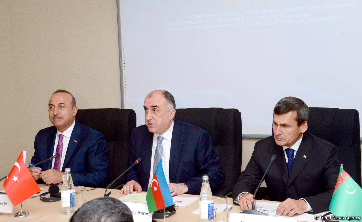 Azərbaycan, Türkiyə və Türkmənistan XİN rəhbərləri Bakıda birgə bəyanat qəbul ediblər (FOTO) (YENİLƏNİB)