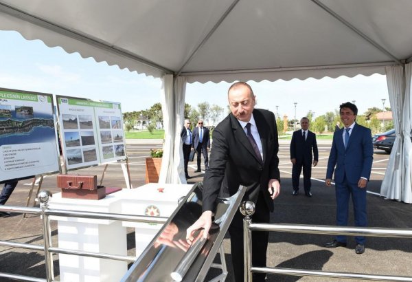 Pirallahı rayonunda balıqyetişdirmə fermalarının təməli qoyulub (FOTO) (YENİLƏNİB)