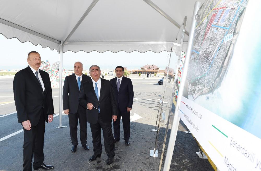Prezident İlham Əliyev yenidən qurulan Pirşağı-Novxanı və Binəqədi-Novxanı-Corat yollarının açılışında iştirak edib (FOTO)