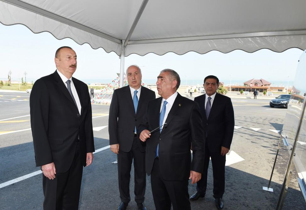 Prezident İlham Əliyev yenidən qurulan Pirşağı-Novxanı və Binəqədi-Novxanı-Corat yollarının açılışında iştirak edib (FOTO)