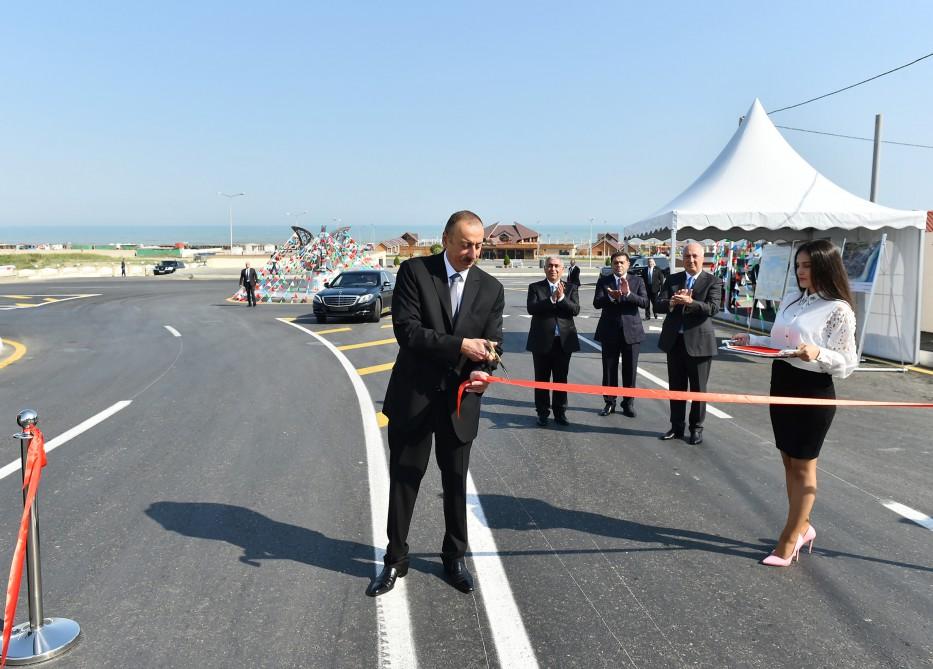 Prezident İlham Əliyev yenidən qurulan Pirşağı-Novxanı və Binəqədi-Novxanı-Corat yollarının açılışında iştirak edib (FOTO)