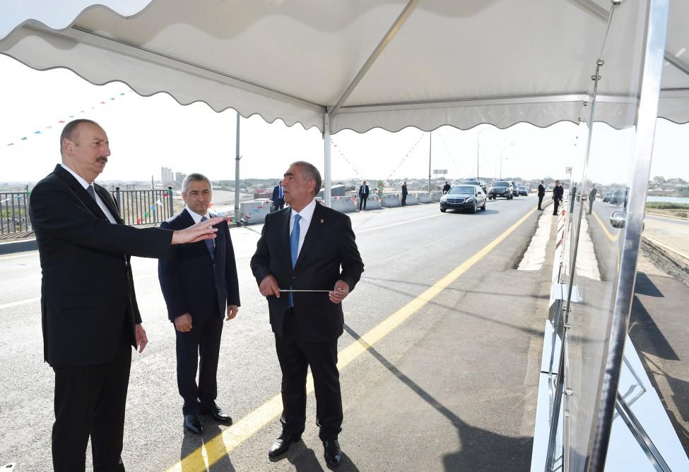 Prezident İlham Əliyev yenidən qurulan Pirşağı-Novxanı və Binəqədi-Novxanı-Corat yollarının açılışında iştirak edib (FOTO)