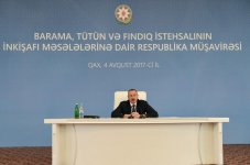 Qaxda Prezident İlham Əliyevin sədrliyi ilə barama, tütün və fındıq istehsalının inkişafı məsələlərinə dair respublika müşavirəsi keçirilib (YENİLƏNİB-4) (FOTO)