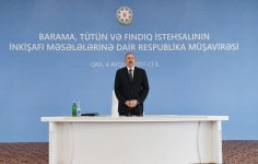 Qaxda Prezident İlham Əliyevin sədrliyi ilə barama, tütün və fındıq istehsalının inkişafı məsələlərinə dair respublika müşavirəsi keçirilib (YENİLƏNİB-4) (FOTO)