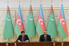 Azərbaycan və Türkmənistan prezidentləri mətbuata bəyanatlarla çıxış ediblər (YENİLƏNİB) (FOTO)