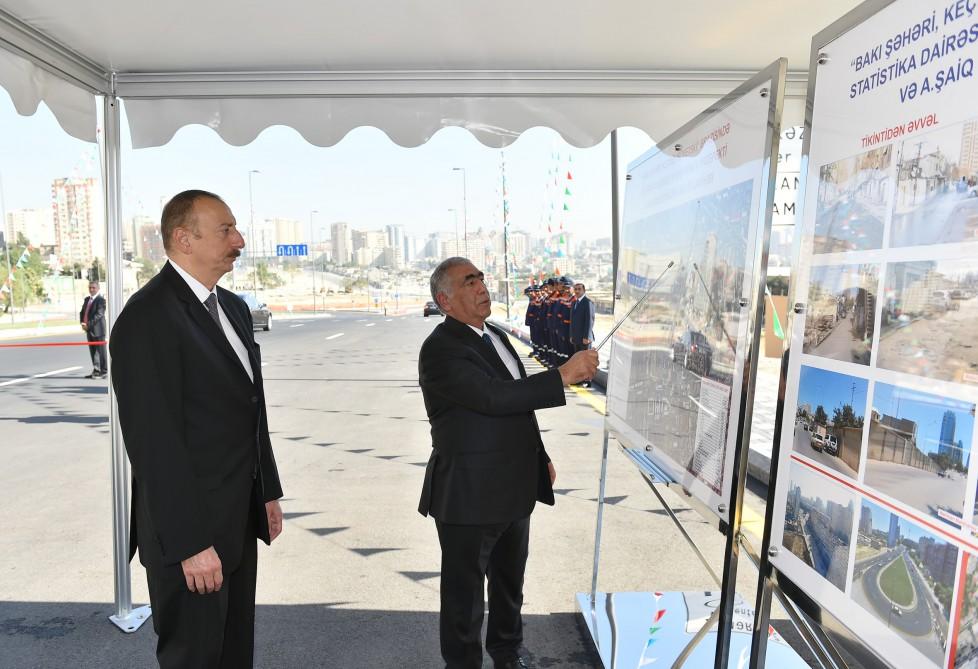 Prezident İlham Əliyev paytaxtın keçmiş "Sovetski" ərazisində yeni yolların açılışında iştirak edib (YENİLƏNİB) (FOTO)