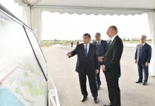 İlham Əliyev Şəmkir-Samux-Goranboy magistral suvarma kanalının 8,55 kilometrlik hissəsinin istifadəyə verilməsi mərasimində iştirak edib (FOTO)