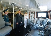 Prezident, Ali Baş Komandan İlham Əliyev yeni inşa edilmiş “Tufan” tipli sərhəd gözətçi gəmisi ilə tanış olub (FOTO) (YENİLƏNİB)