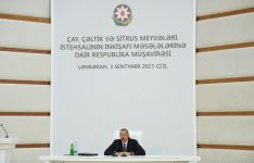 Prezident İlham Əliyevin sədrliyi ilə Lənkəranda çay, çəltik və sitrus meyvələri istehsalının inkişafı məsələlərinə dair respublika müşavirəsi keçirilib (FOTO) (YENİLƏNİB-2)
