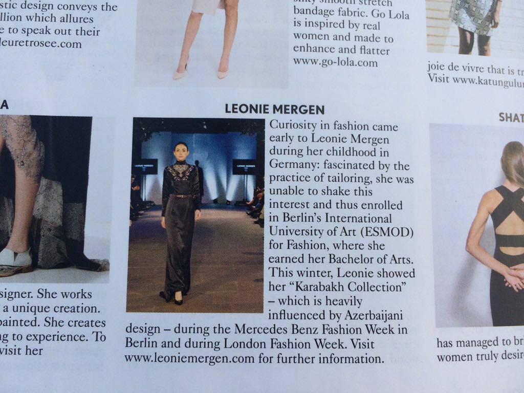 Leoni Mergenin “Qarabağ kolleksiyası” Britaniyanın “Vogue” jurnalında (FOTO)